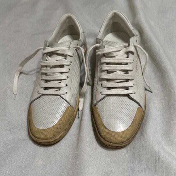Saint Laurent Women's Distressed Low Top Sneakers - Picture 2 of 7